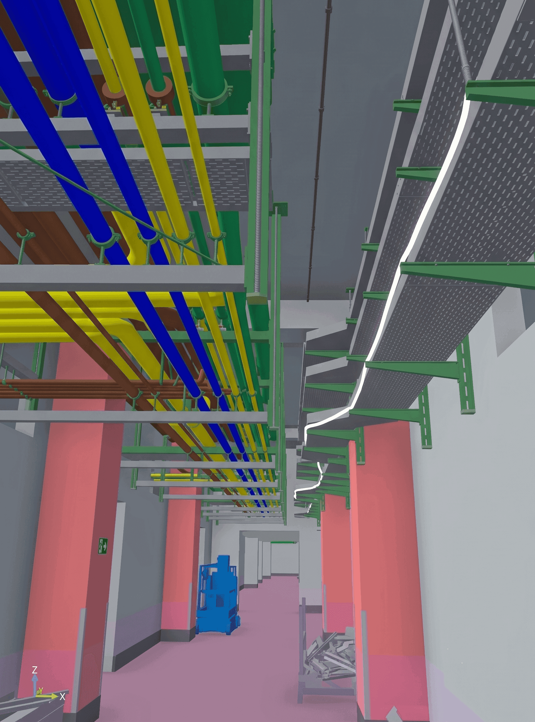 Koordiniertes BIM-Modell desselben Installationskorridors